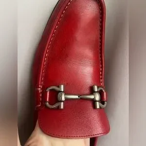 Salvatore Ferragamo Gancini Buckle Strap Burgundy Red Wine Suede Drivers US 8 D Salvatore Ferragamo Red Casual Shoes for Men for sale | eBay main image 4
